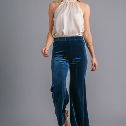 Umgee High Rise Elastic Waist Flare Pants