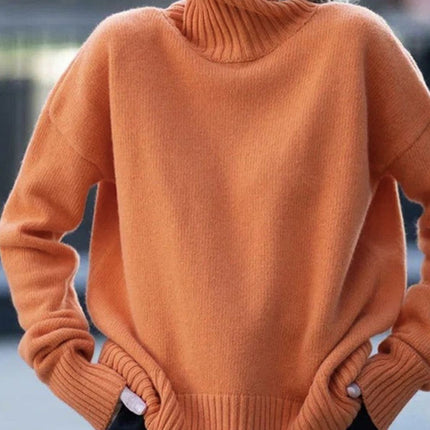 Turtleneck Drop Shoulder Long Sleeve Sweater