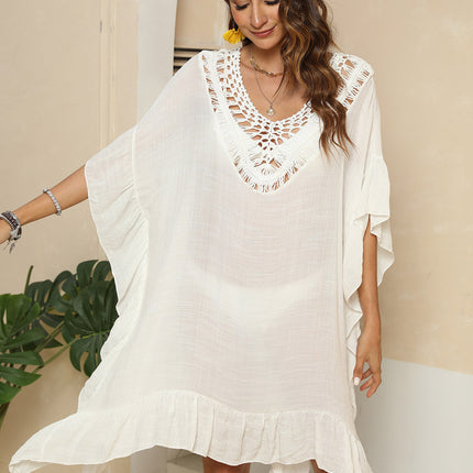 Cutout Ruffled Half Sleeve Cover-Up
