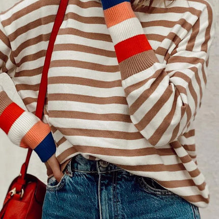 Striped Turtleneck Long Sleeve Sweater