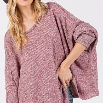 SAGE + FIG Round Neck Batwing Sleeve Oversize Top