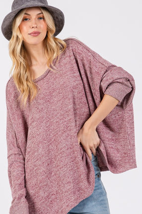 SAGE + FIG Round Neck Batwing Sleeve Oversize Top