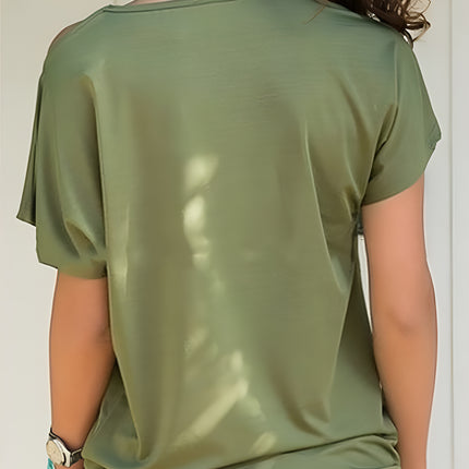 Asymmetrical Neck Short Sleeve T-Shirt