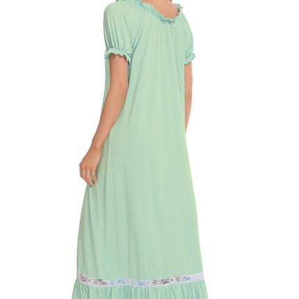 Lace Detail Short Sleeve Lounge Dress