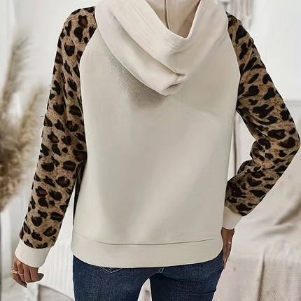 Leopard Half Button Long Sleeve Hoodie