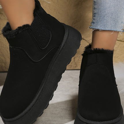 Suede Round Toe Platform Boots