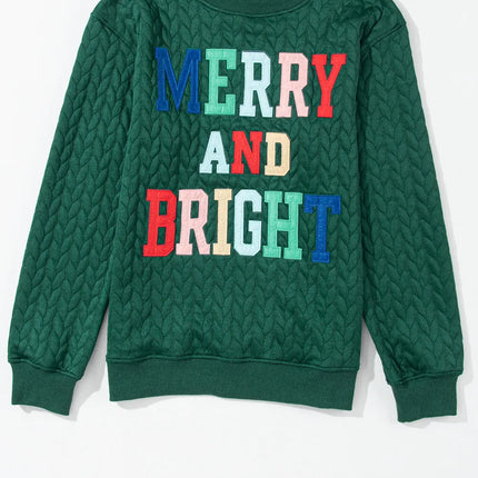 MERRY AND BRIGHT Cable Knit Pullover Sweatshirt