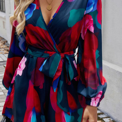 Tied Surplice Long Sleeve Romper