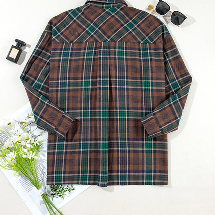 Plaid Button Up Long Sleeve Jacket