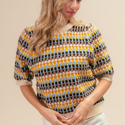 BiBi Multi Color Half Sleeve Sweater