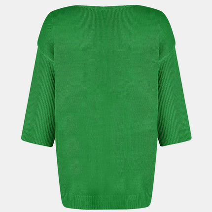 V-Neck Three-Quarter Sleeve Knit Top