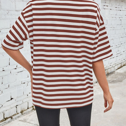 Lovelet Striped Round Neck Half Sleeve T-Shirt