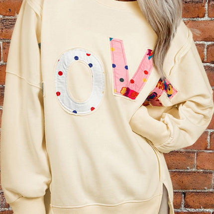 LOVE Patch Round Neck Sweater