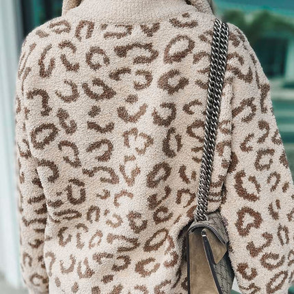 Leopard Half Zip Long Sleeve Sweater