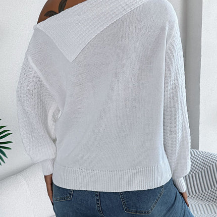 Cable-Knit One Shoulder Long Sleeve Sweater