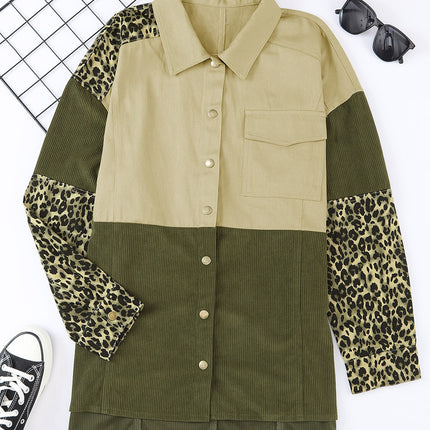 High-Low Leopard Snap Down Shacket