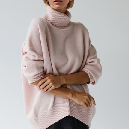 Basic Bae Turtleneck Dropped Shoulder Long Sleeve Sweater