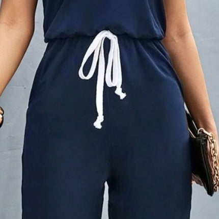 Round Neck Short Sleeve Jumpsuit