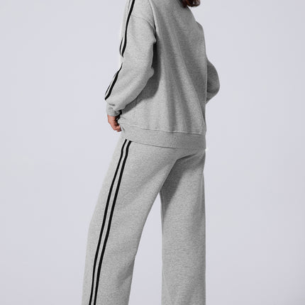 Side Striped Round Neck Top and Pants Active Set