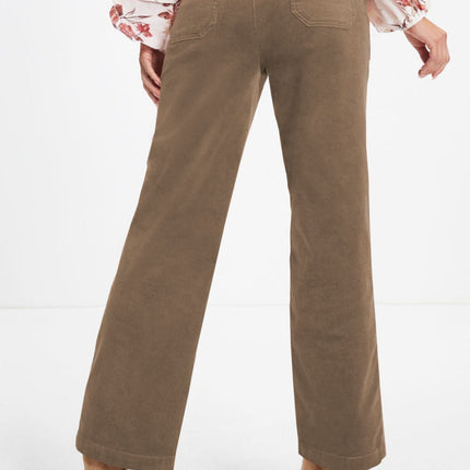 Half Elastic Waist Straight Pants