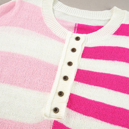 Striped Round Neck Half Sleeve Knit Top