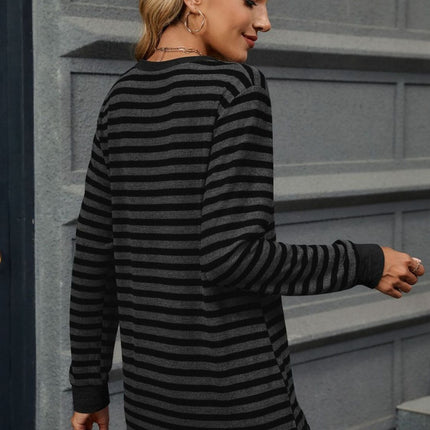 Striped Round Neck Long Sleeve T-Shirt