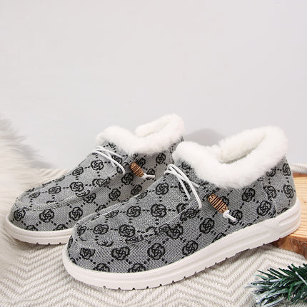 Printed Round Toe Flat Slip-Ons