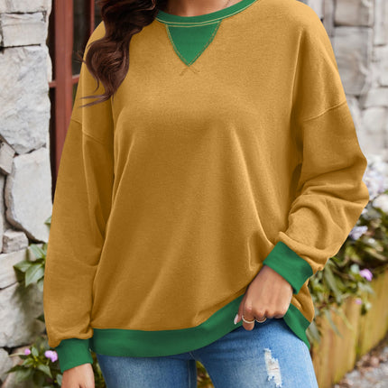 Lovelet Contrast Round Neck Long Sleeve Sweatshirt