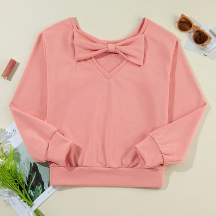 Bow Round Neck Long Sleeve Sweatshirt