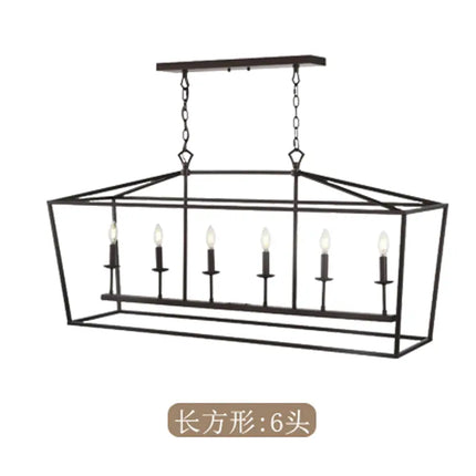 Nordic Designer Dining Room Lamp Rectangular Creative Simple Plain Industrial Style Black Living Room Bedroom Candle Chandelier