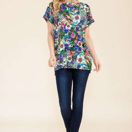 Celeste Full Size Round Neck Short Sleeve Floral T-Shirt