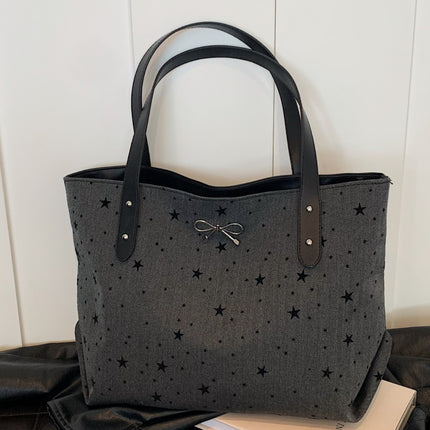 Polyester Bow Polka Dot Tote Bag