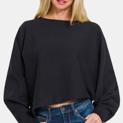 Zenana Asymmetric Hem Long Sleeve Sweater