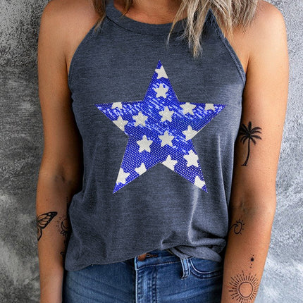 Sequin Star Grecian Neck Tank