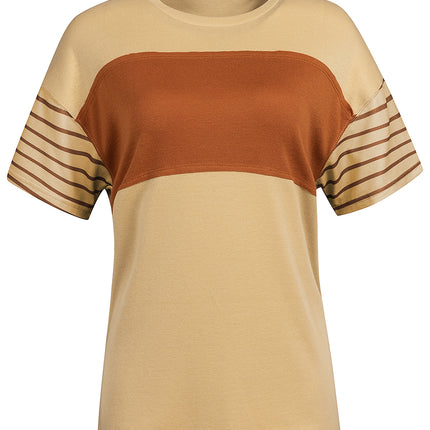 Striped Round Neck Short Sleeve T-Shirt