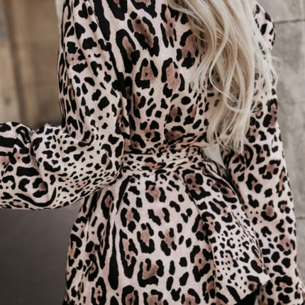 Tied Printed Collared Neck Long Sleeve Jacket