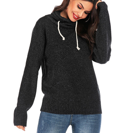 Drawstring Mock Neck Long Sleeve Sweater