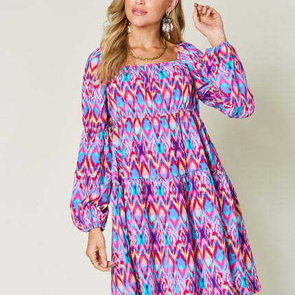 Double Take Full Size Printed Long Sleeve Dress