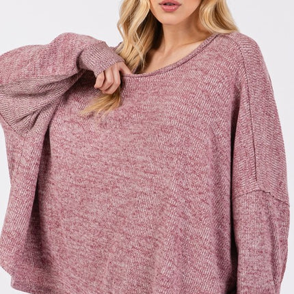 SAGE + FIG Round Neck Batwing Sleeve Oversize Top