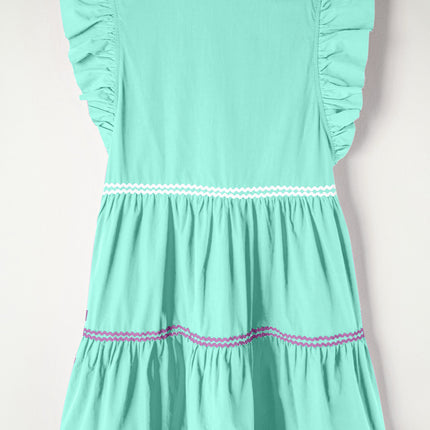 Ruffled Notched Cap Sleeve Mini Dress