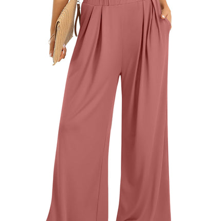 Elastic Waist Wide Leg Pants