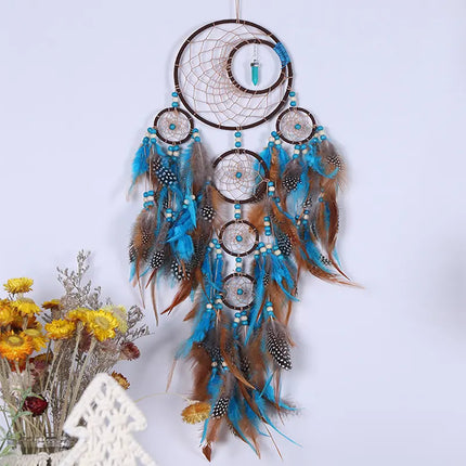2023 New Dream catchers Retro 5 Ring Dream Catchers Home Decoration Indians Natural Stone Tree of Life Dreamcatcher Wall Hanging