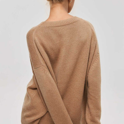 Basic Bae Round Neck Dropped Shoulder Long Sleeve Sweater