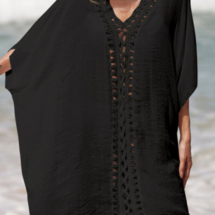 Cutout V-Neck Three-Quarter Sleeve Cover Up