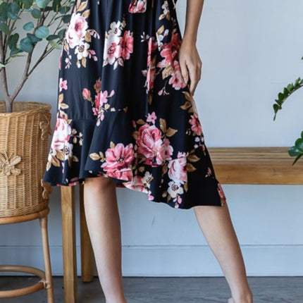 Reborn J Floral Wrap Ruffle Hem Skirt