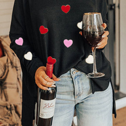 Valentine’s Day Heart Patched Turtleneck Long Sleeve Top