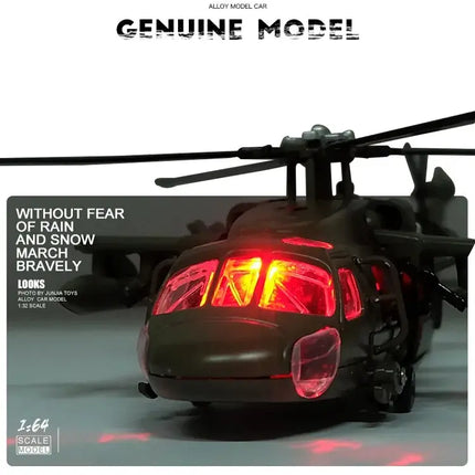 NEW America Black UH-60 Hawk Utility Helicopter Alloy Airplane Model Simulation Metal Flying Model Toy Sound and Light Kids Gift