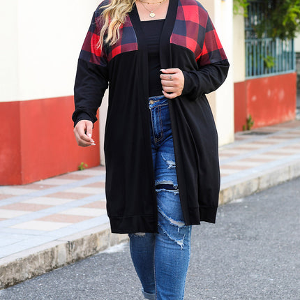 Plus Size Open Front Dropped Shoulder Cardigan