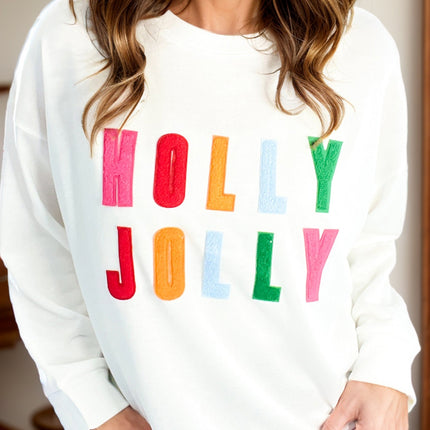 HOLLY JOLLY Round Neck Long Sleeve Top