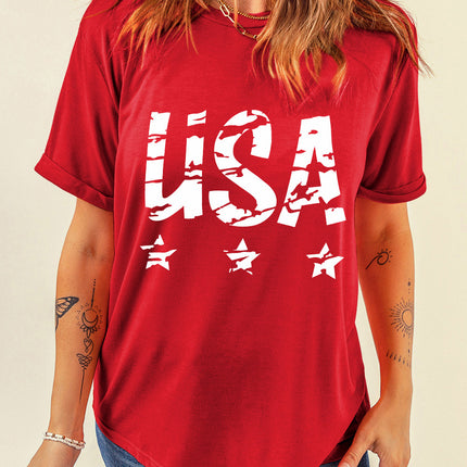 USA Round Neck Short Sleeve T-Shirt